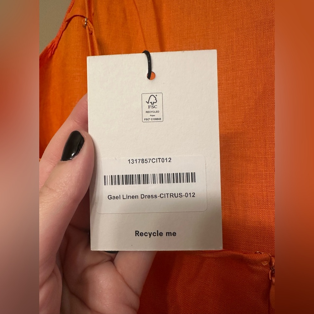 NWT Reformation Gael Linen Dress Orange - Size 12 - Picture 8 of 10